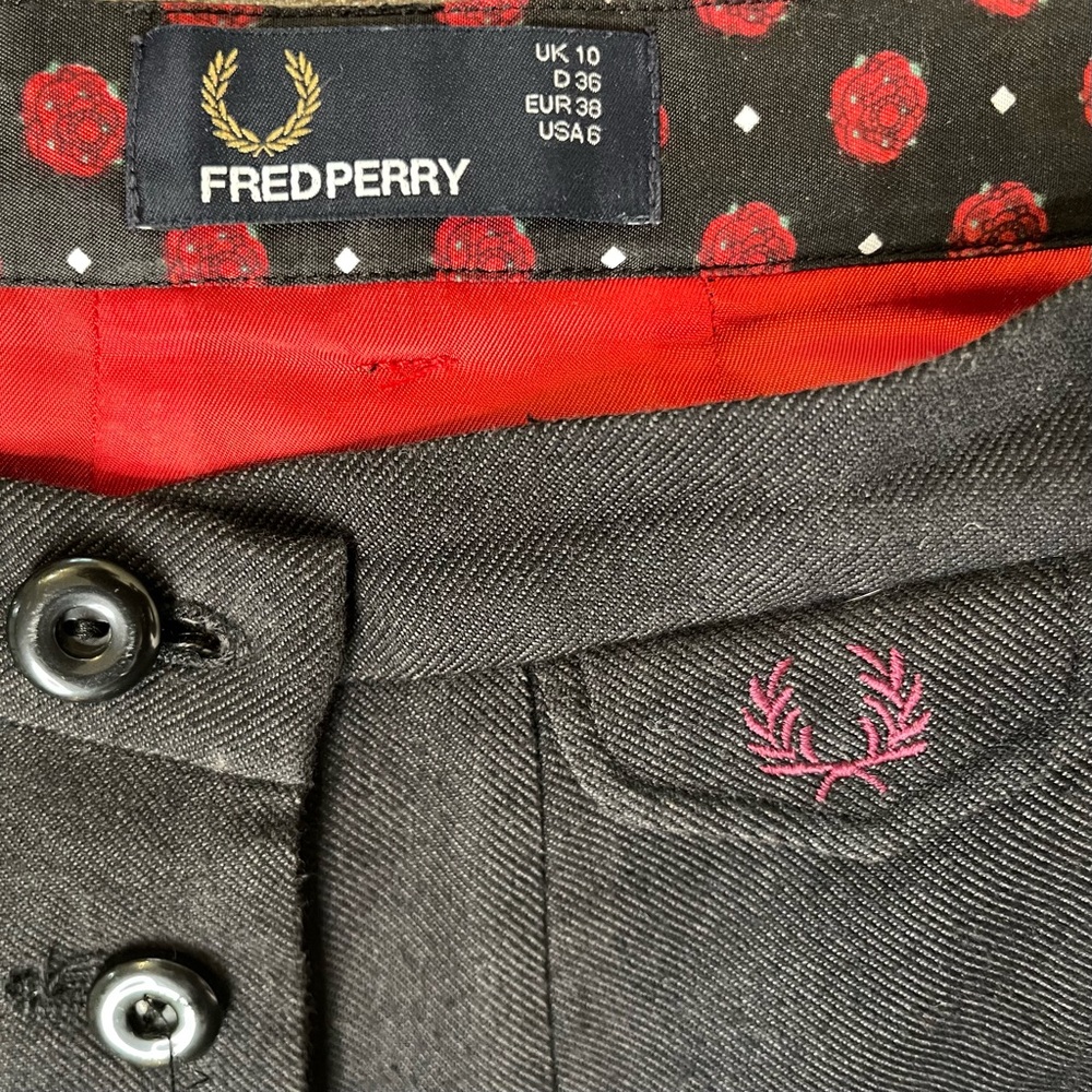 Fred Perry Button Front Wool Skirt - Picture 4 of 5